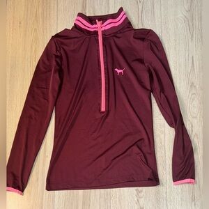 Victoria's Secret pink ultimate Maroon quarter zip sweatshirt sweater jacket